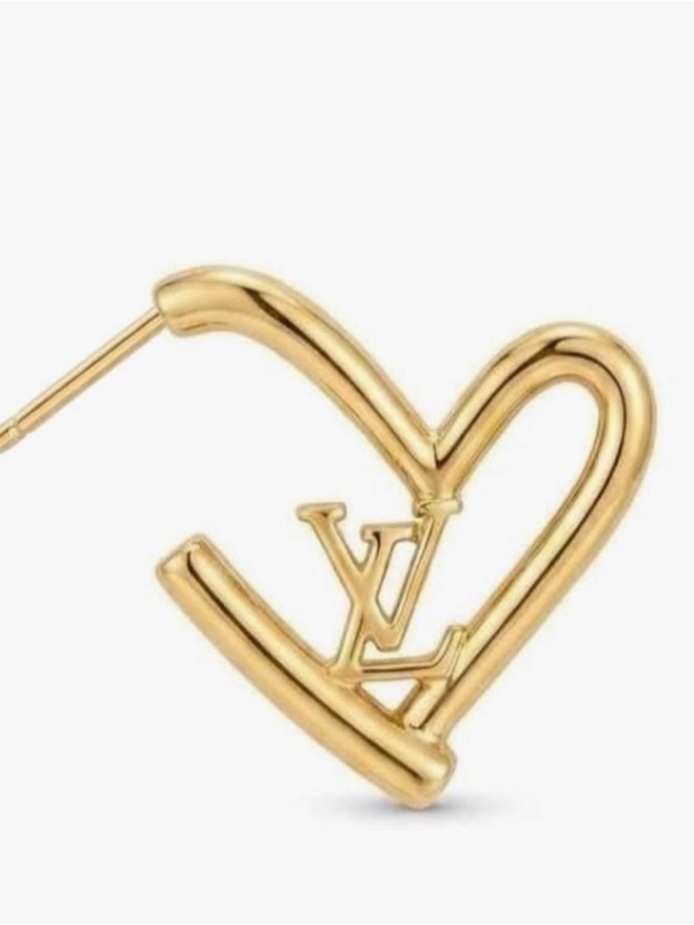 🆕 Louis Vuitton Gold LV Heart Outline Stud Earrings - Picture 5 of 6